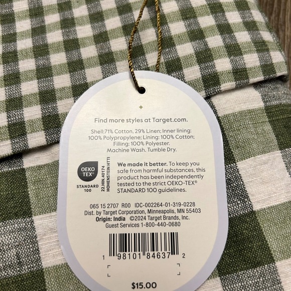 Threshold Studio McGee Green & White Buffalo Check Christmas Stocking Holiday C1 - Picture 7 of 7